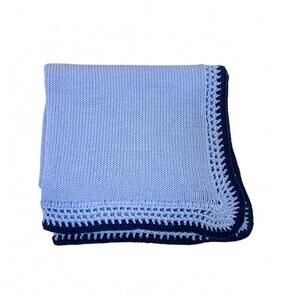 NEW GITA boy's blanket with navy trim in light blue